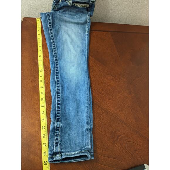 Vigoss Skinny Jeans 1/2 The Dublin 29x26 Low Rise Bling Rhinestone Embroidered - Picture 13 of 16
